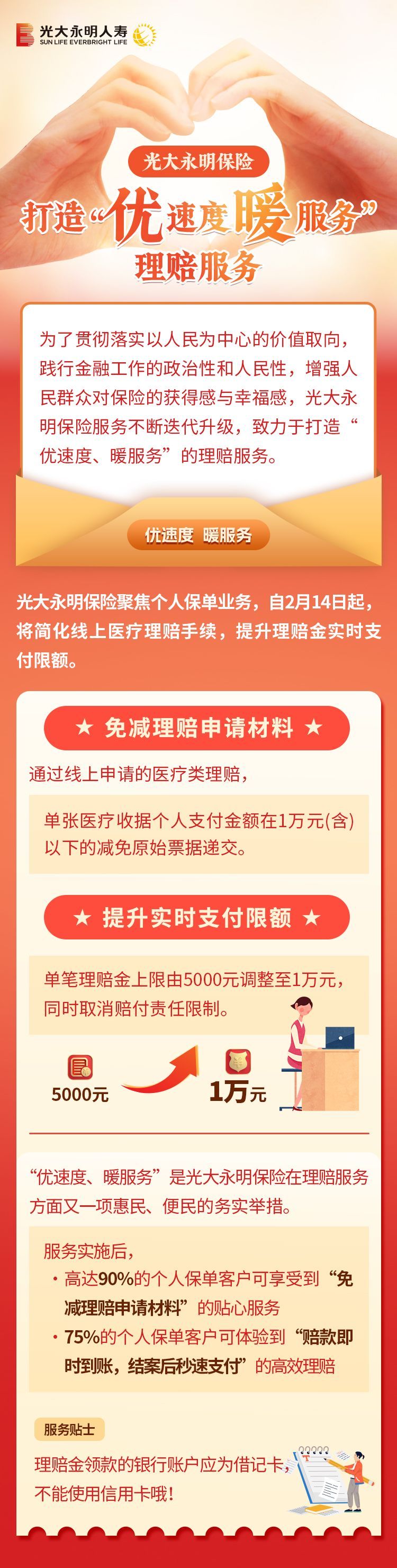 光大永明保險致力于打造“優(yōu)速度、暖服務(wù)”的理賠服務(wù)