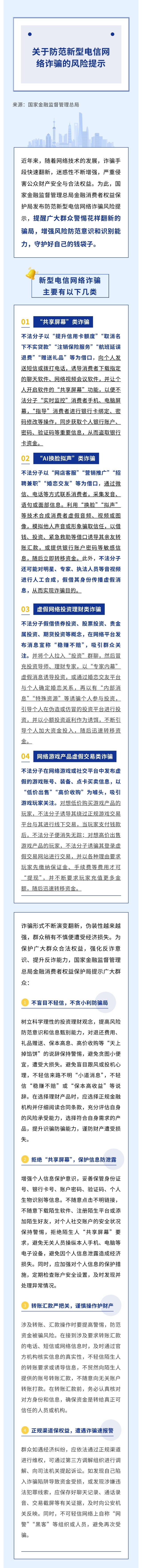 金融監(jiān)管總局發(fā)布風(fēng)險提示丨關(guān)于防范新型電信網(wǎng)絡(luò)詐騙的風(fēng)險提示